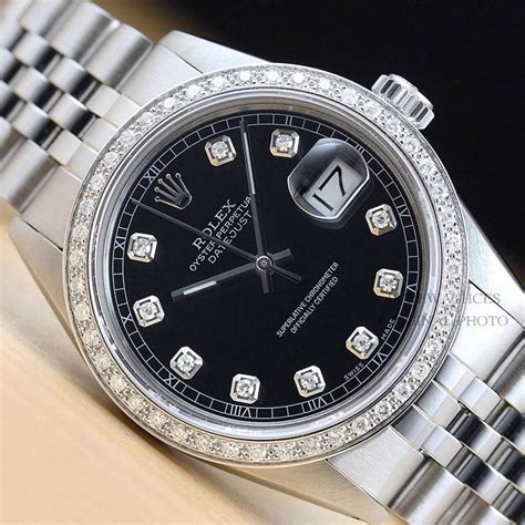 ladies rolex datejust black face diamonds|Rolex Datejust black face 36mm.